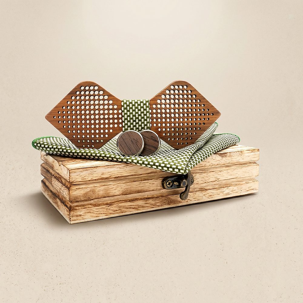 M421 M421  Polka Dot Cutout Bow Tie Set, Walnut — colour C2