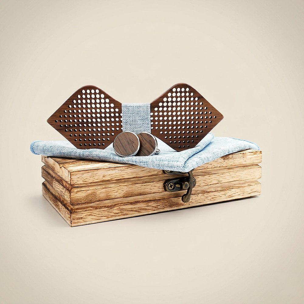 M421 M421  Polka Dot Cutout Bow Tie Set, Walnut — colour C4