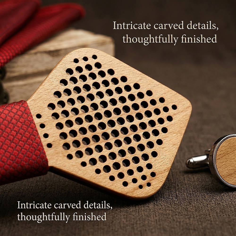 M422 M422  Dot Pattern Cutout Bow Tie Set, Maple — view 3