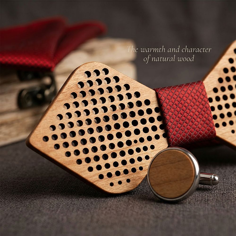M422 M422  Dot Pattern Cutout Bow Tie Set, Maple — view 5