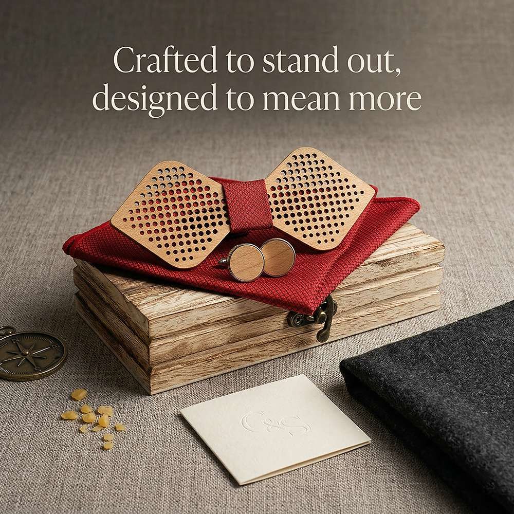M422 M422  Dot Pattern Cutout Bow Tie Set, Maple — view 8