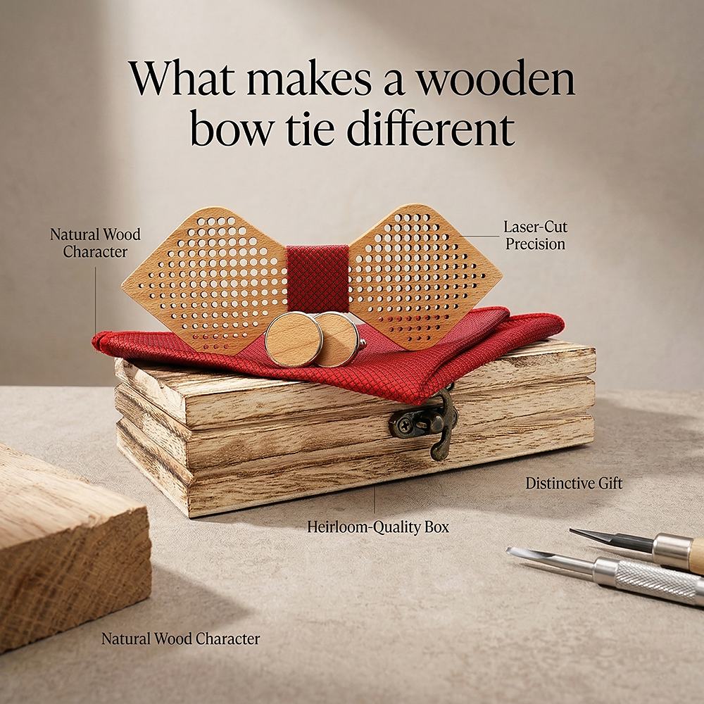 M422 M422  Dot Pattern Cutout Bow Tie Set, Maple — view 9