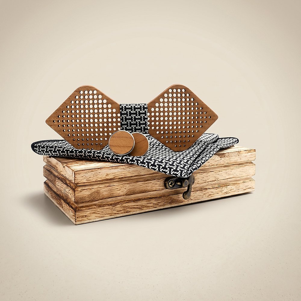 M422 M422  Dot Pattern Cutout Bow Tie Set, Maple — colour C2