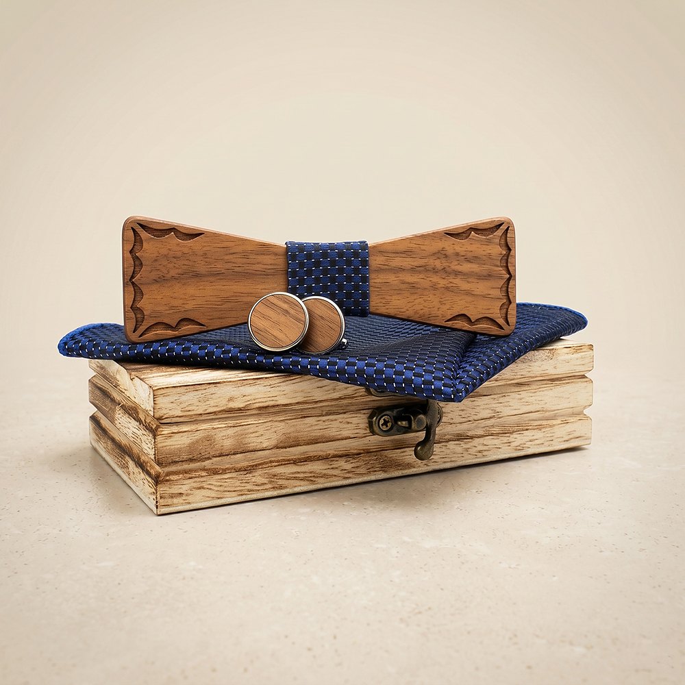 M423 M423  Vertical Bar Cutout Bow Tie Set, Walnut — colour C1
