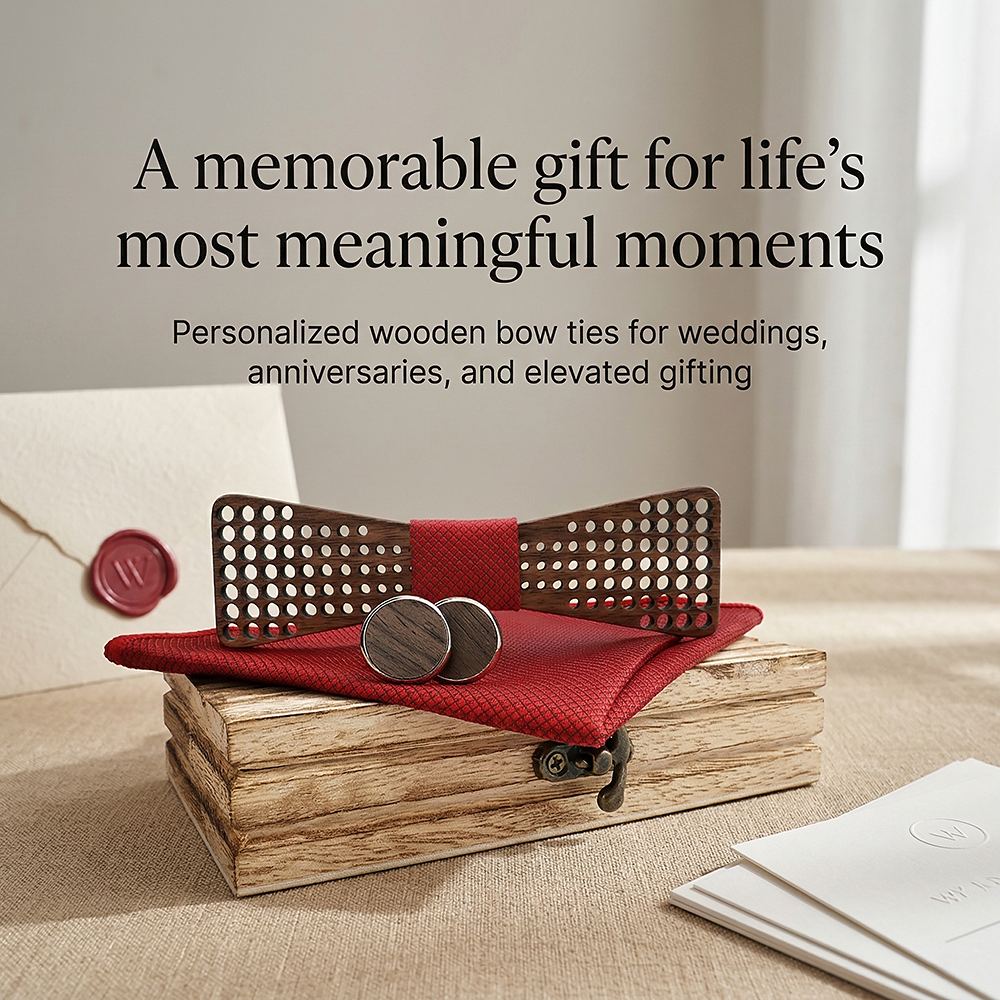 M426 M426  Square Grid Cutout Bow Tie Set, Walnut — view 11