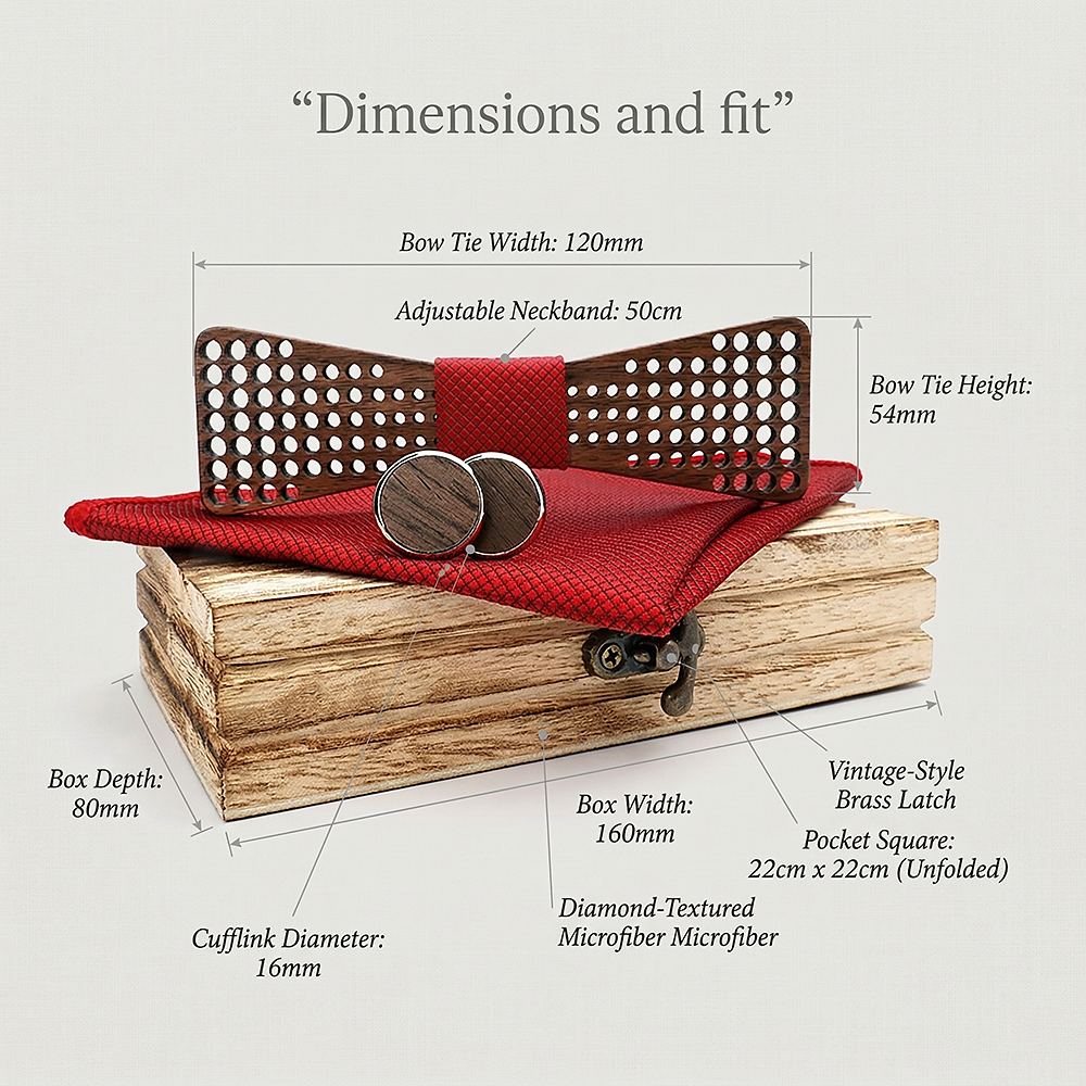 M426 M426  Square Grid Cutout Bow Tie Set, Walnut — view 2