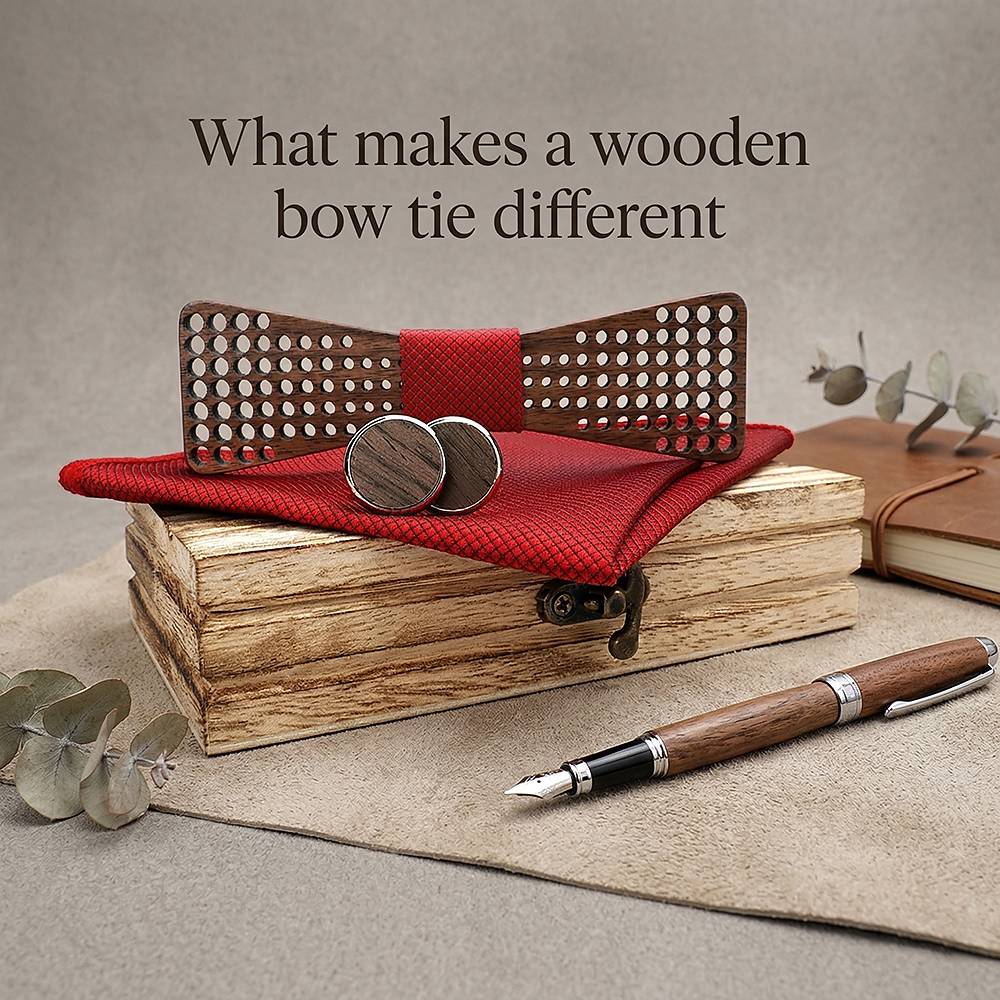 M426 M426  Square Grid Cutout Bow Tie Set, Walnut — view 8
