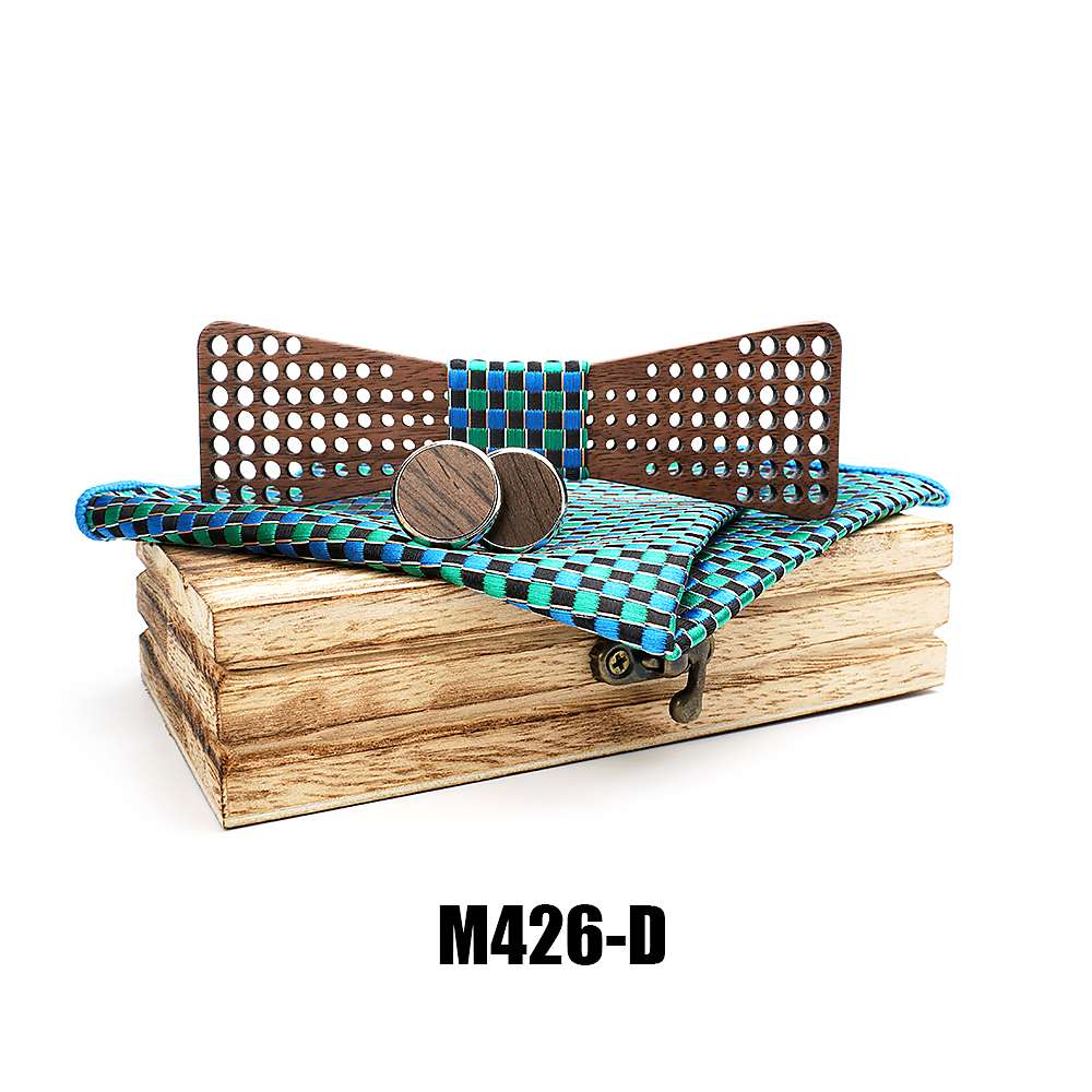 M426 M426  Square Grid Cutout Bow Tie Set, Walnut — colour D