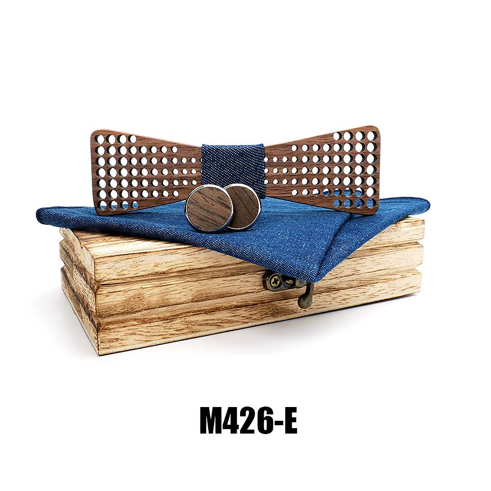 M426 M426  Square Grid Cutout Bow Tie Set, Walnut — colour E