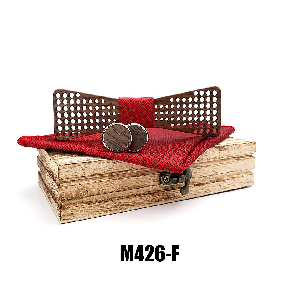 M426 M426  Square Grid Cutout Bow Tie Set, Walnut — colour F