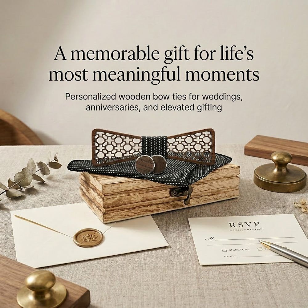 M427 M427  Moorish Cross Cutout Bow Tie Set, Walnut — view 6