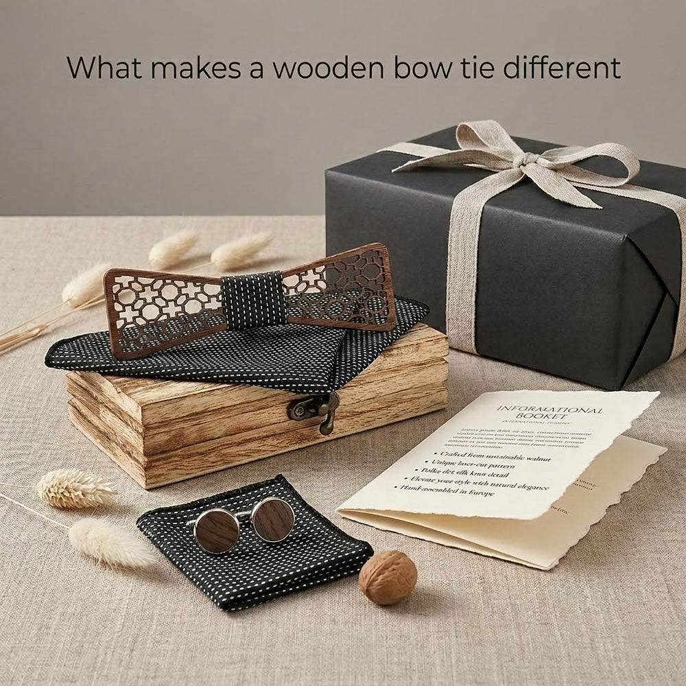 M427 M427  Moorish Cross Cutout Bow Tie Set, Walnut — view 9