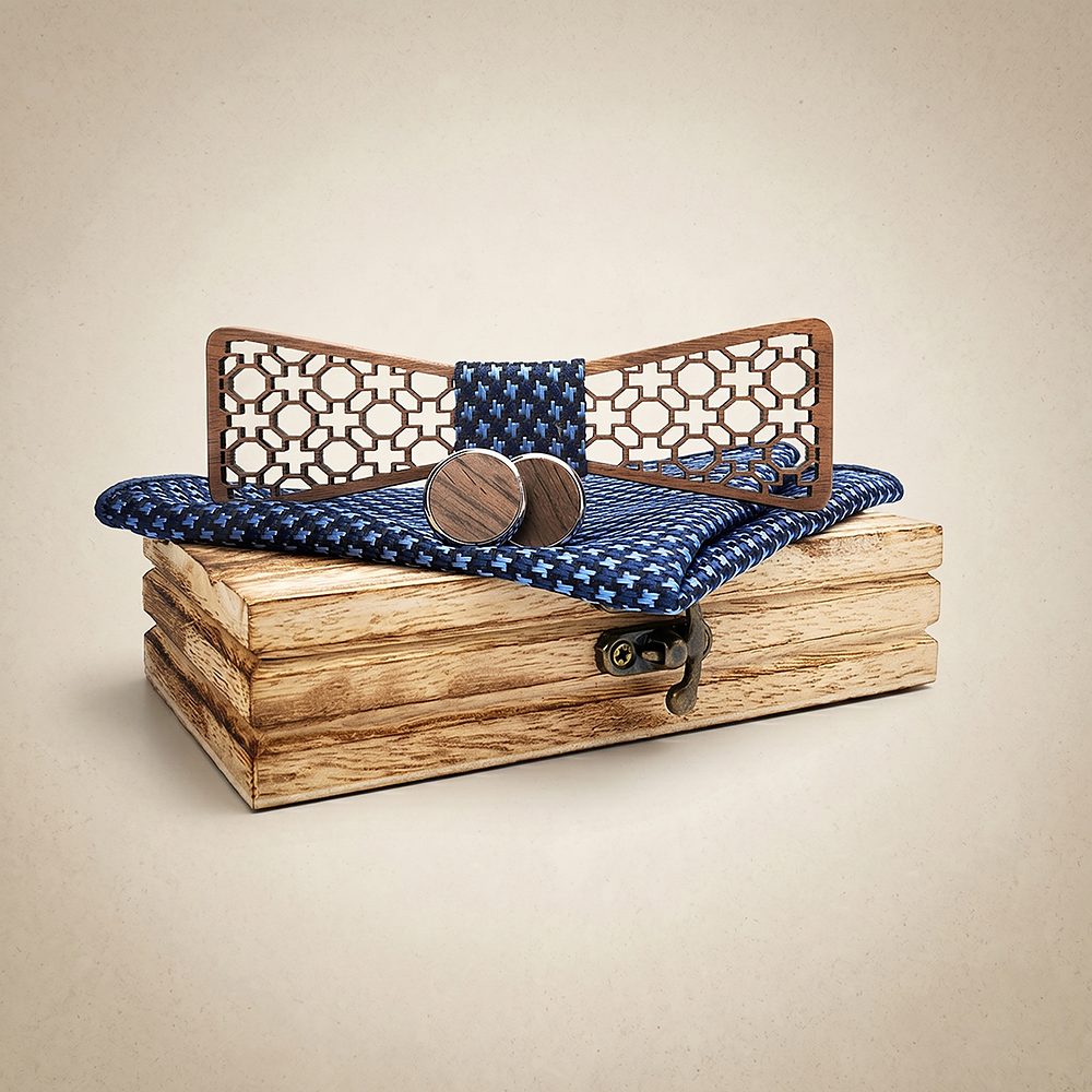 M427 M427  Moorish Cross Cutout Bow Tie Set, Walnut — colour C3