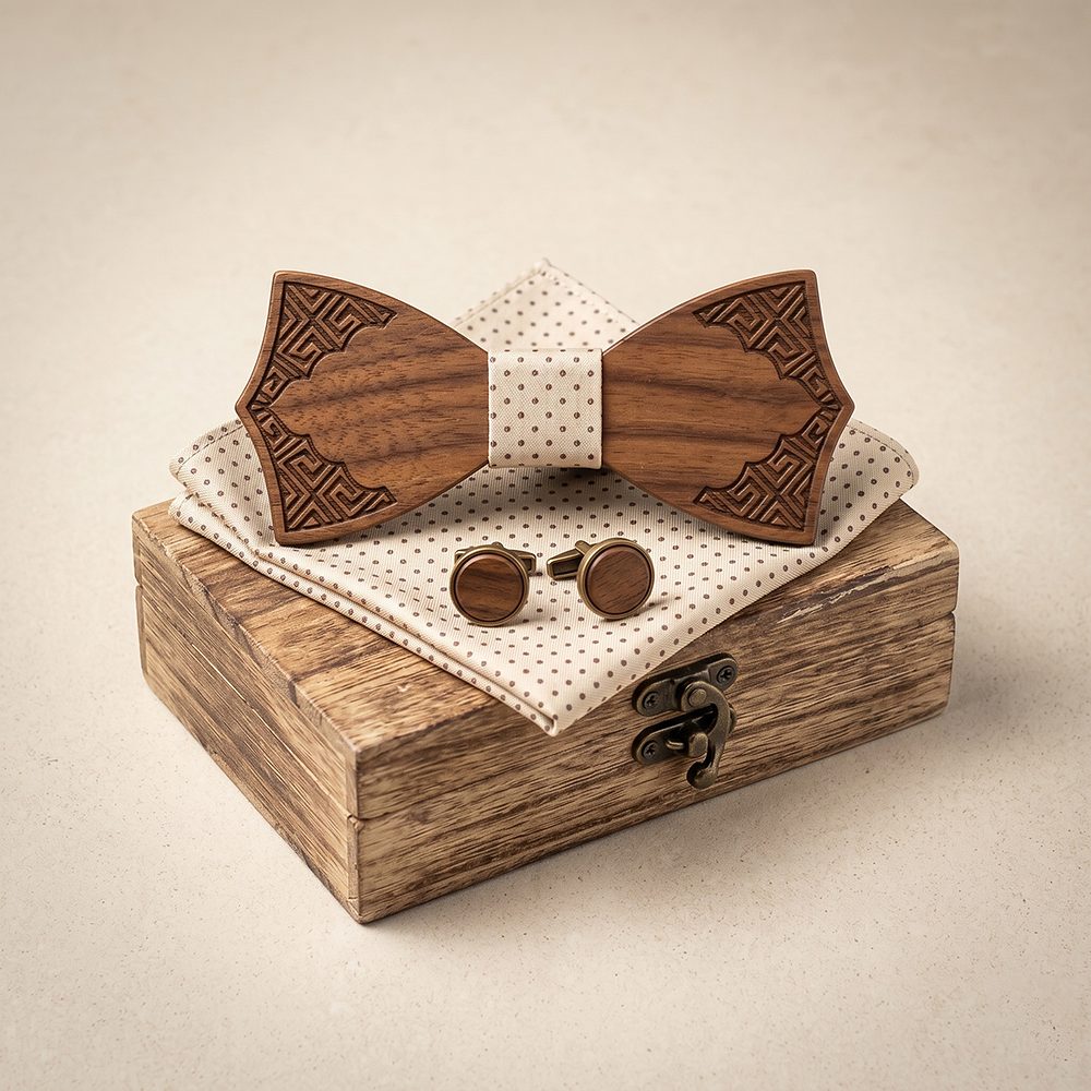 M427 M427  Moorish Cross Cutout Bow Tie Set, Walnut — colour C5