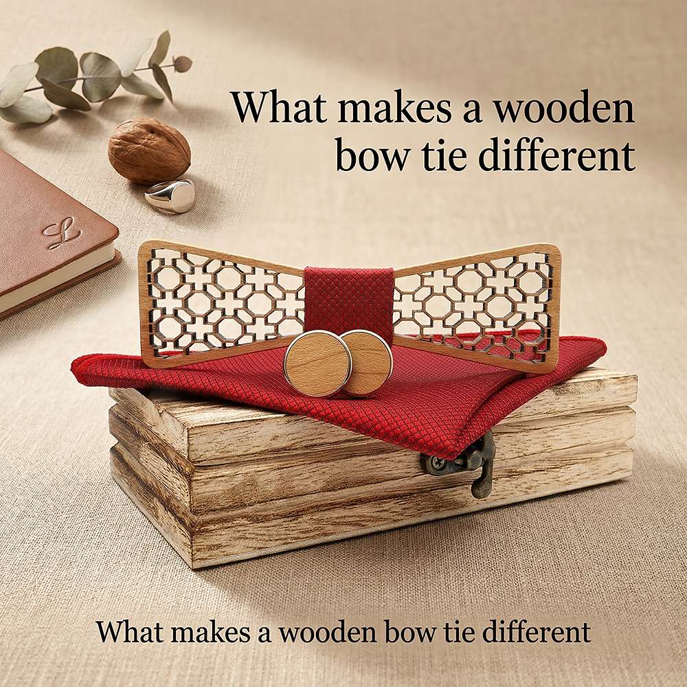 M428 M428  Octagon Cross Cutout Bow Tie Set, Walnut — view 8
