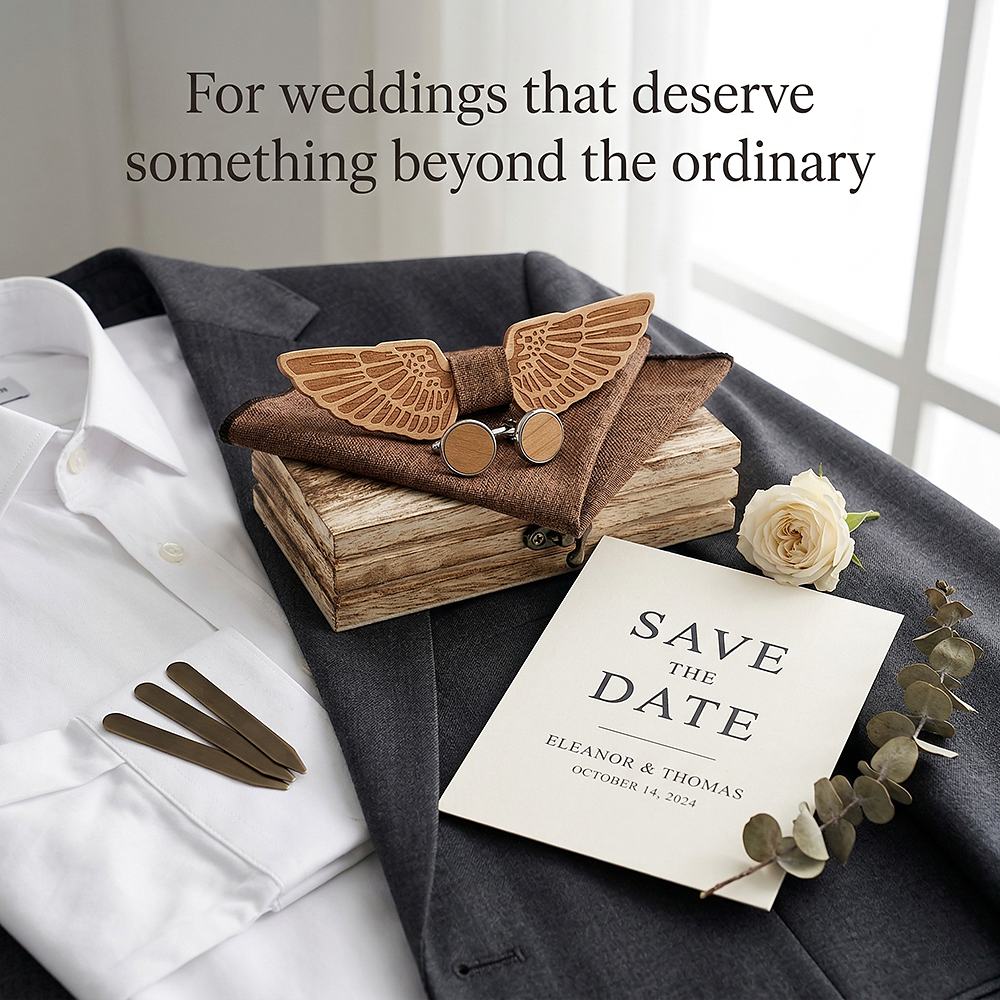 M432 M432  Eagle Wing Design Bow Tie Set, Walnut — view 2