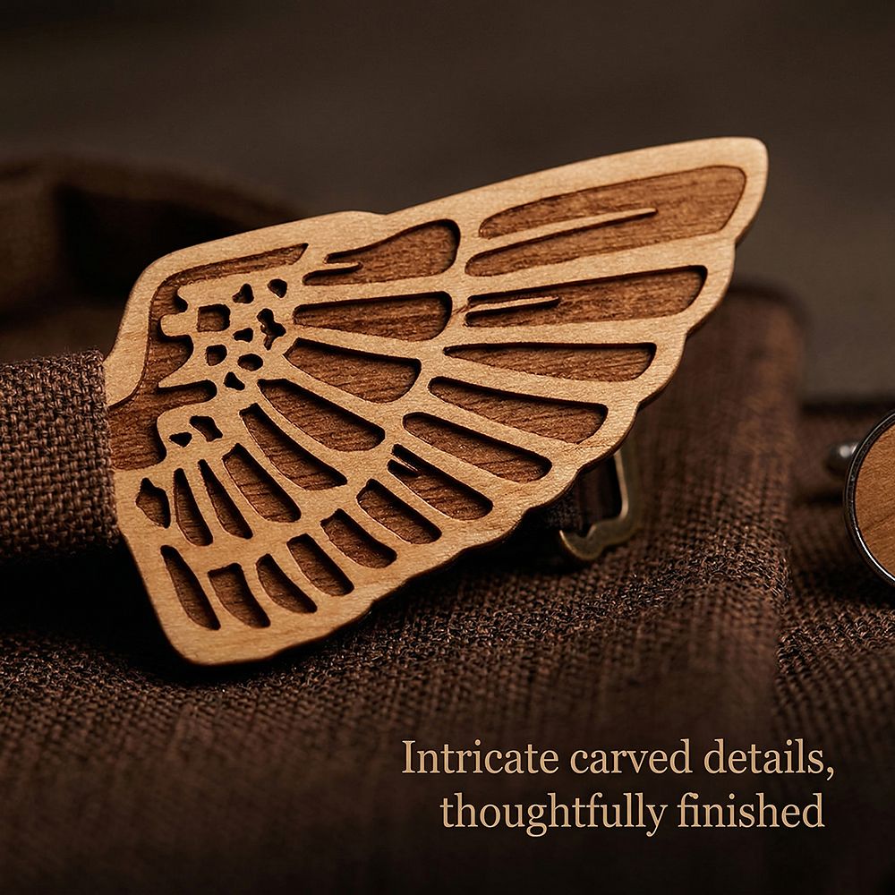 M432 M432  Eagle Wing Design Bow Tie Set, Walnut — view 3
