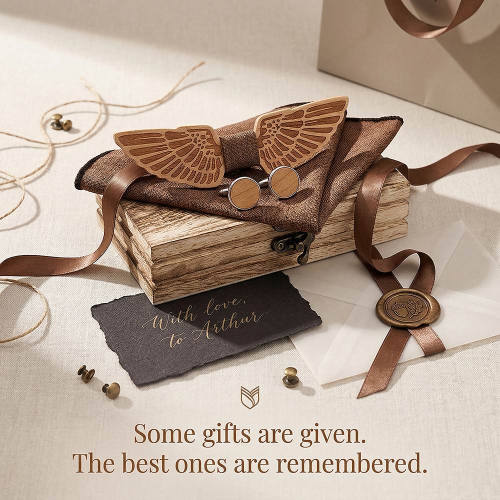 M432 M432  Eagle Wing Design Bow Tie Set, Walnut — view 7