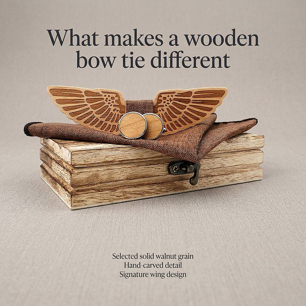 M432 M432  Eagle Wing Design Bow Tie Set, Walnut — view 9