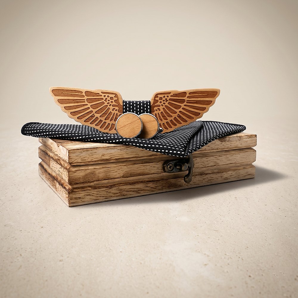 M432 M432  Eagle Wing Design Bow Tie Set, Walnut — colour C4