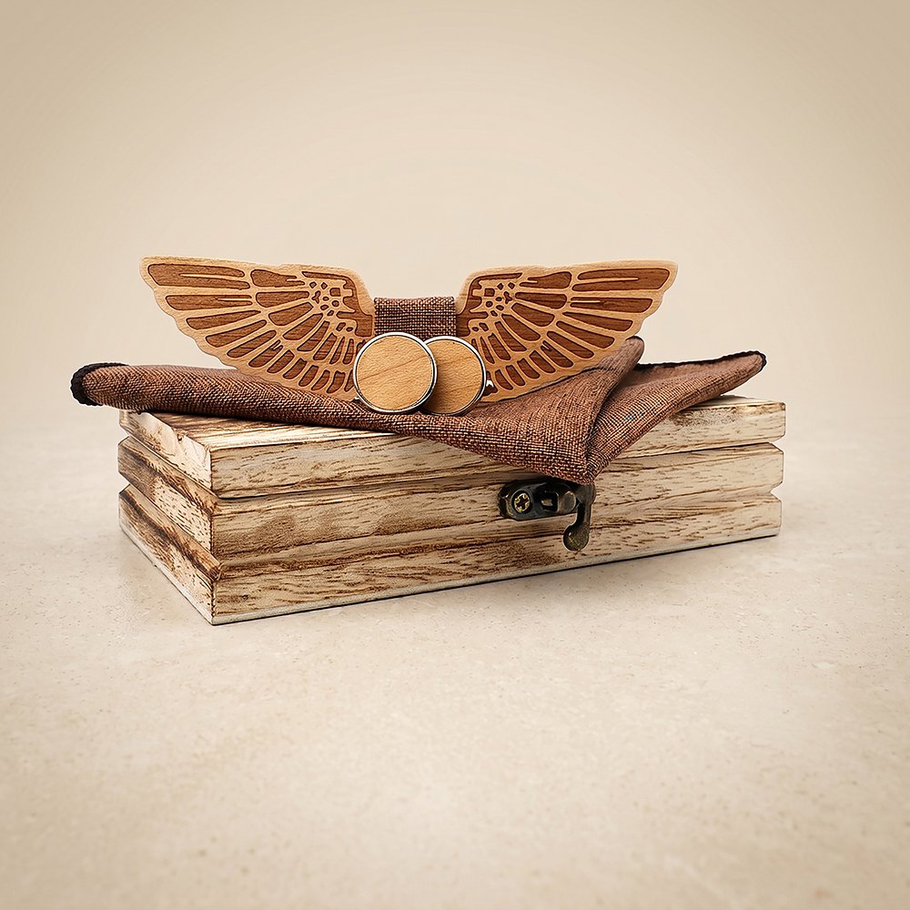 M432 M432  Eagle Wing Design Bow Tie Set, Walnut — colour C6