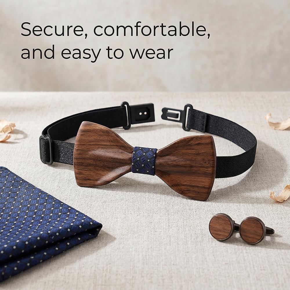 M433 M433  Classic Solid Bow Tie Set, Walnut — view 12