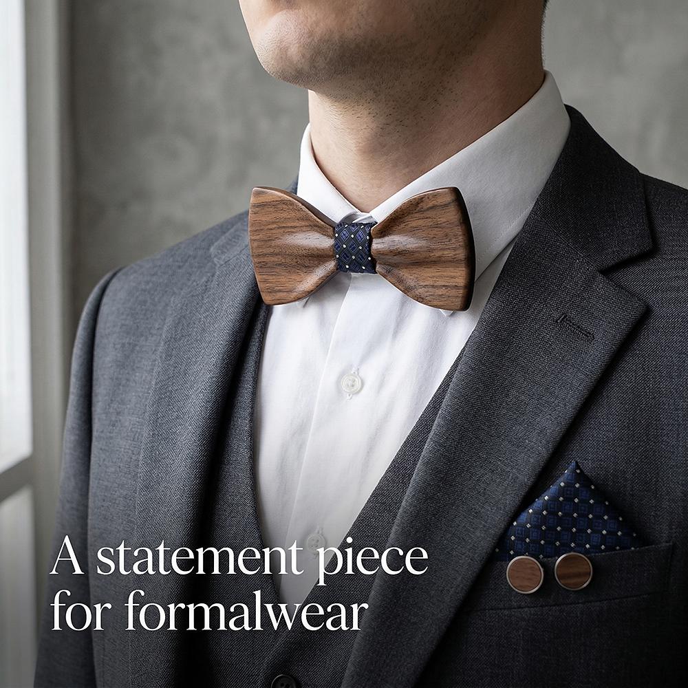 M433 M433  Classic Solid Bow Tie Set, Walnut — view 2