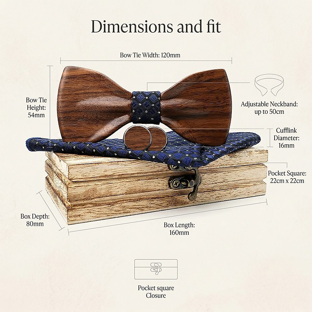 M433 M433  Classic Solid Bow Tie Set, Walnut — view 6
