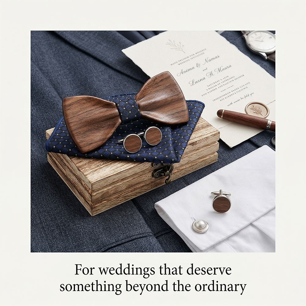M433 M433  Classic Solid Bow Tie Set, Walnut — view 9