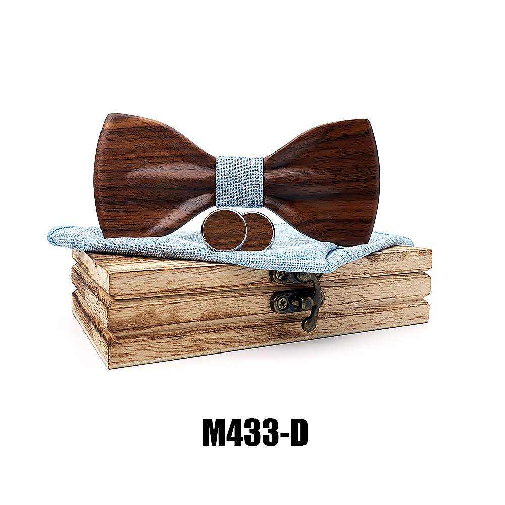 M433 M433  Classic Solid Bow Tie Set, Walnut — colour D