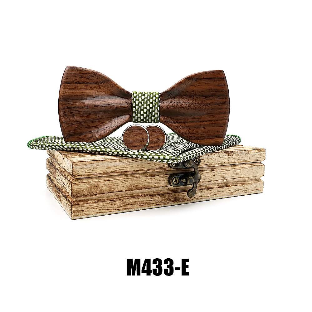 M433 M433  Classic Solid Bow Tie Set, Walnut — colour E
