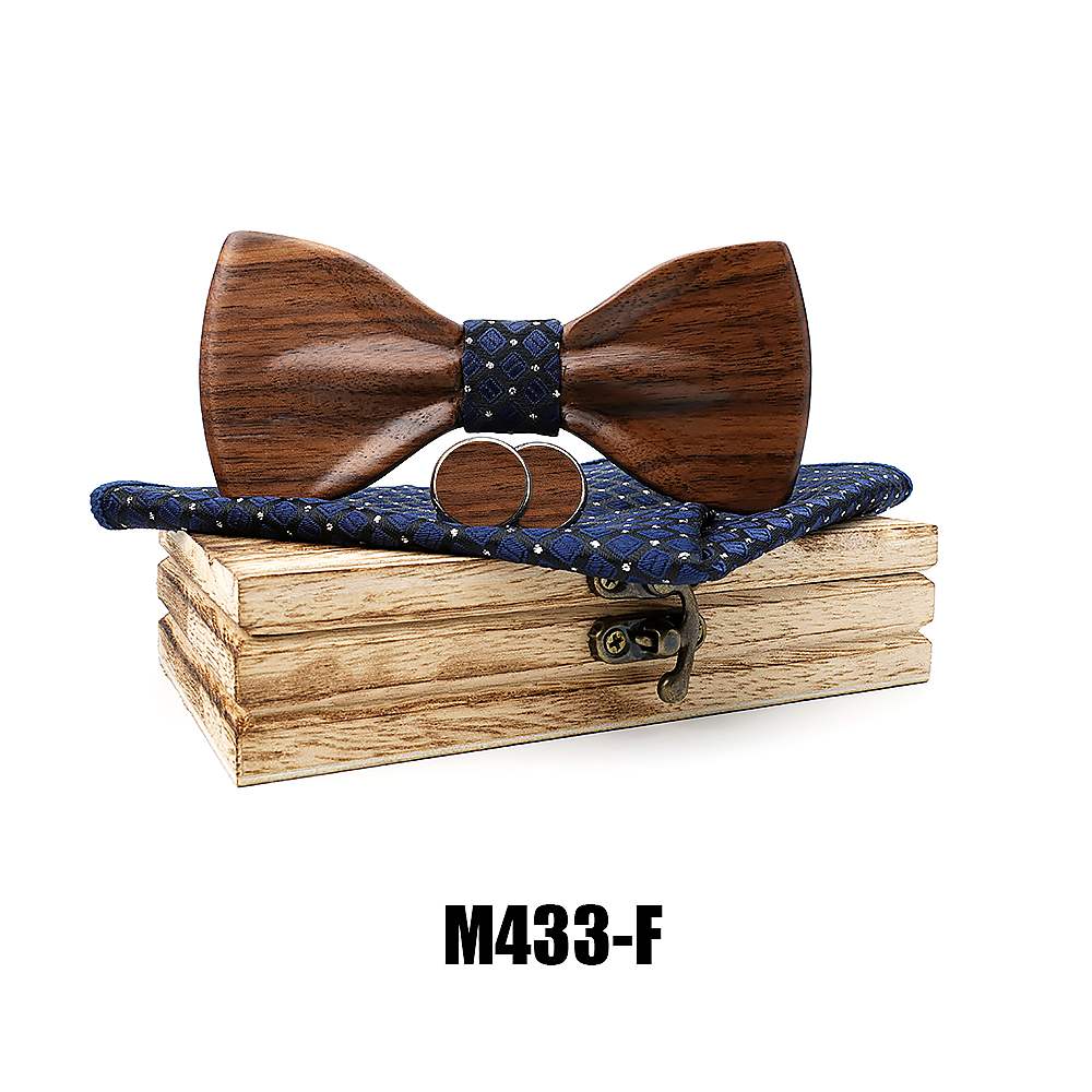 M433 M433  Classic Solid Bow Tie Set, Walnut — colour F
