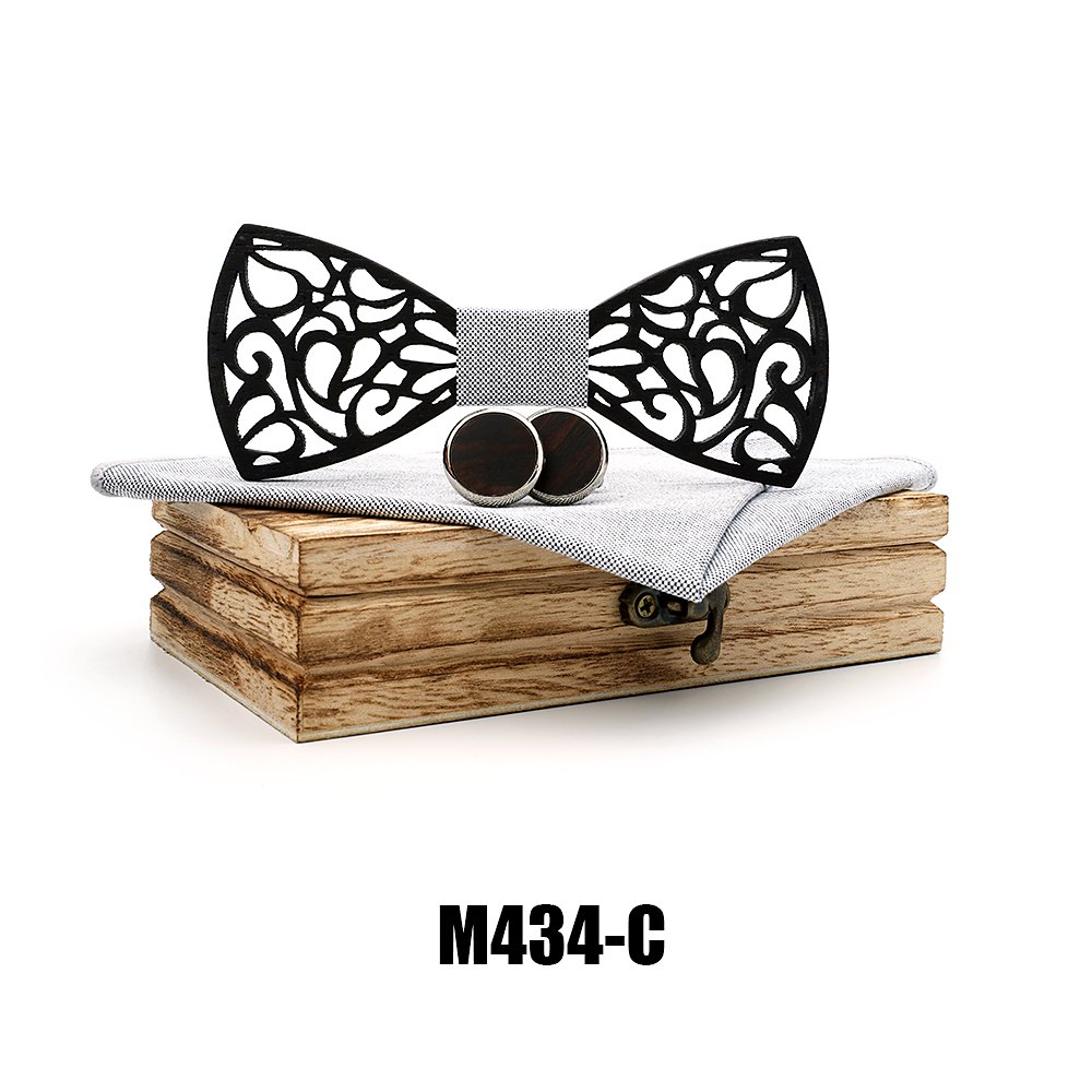 M434 M434  Filigree Cutout Bow Tie Set, Walnut — view 3