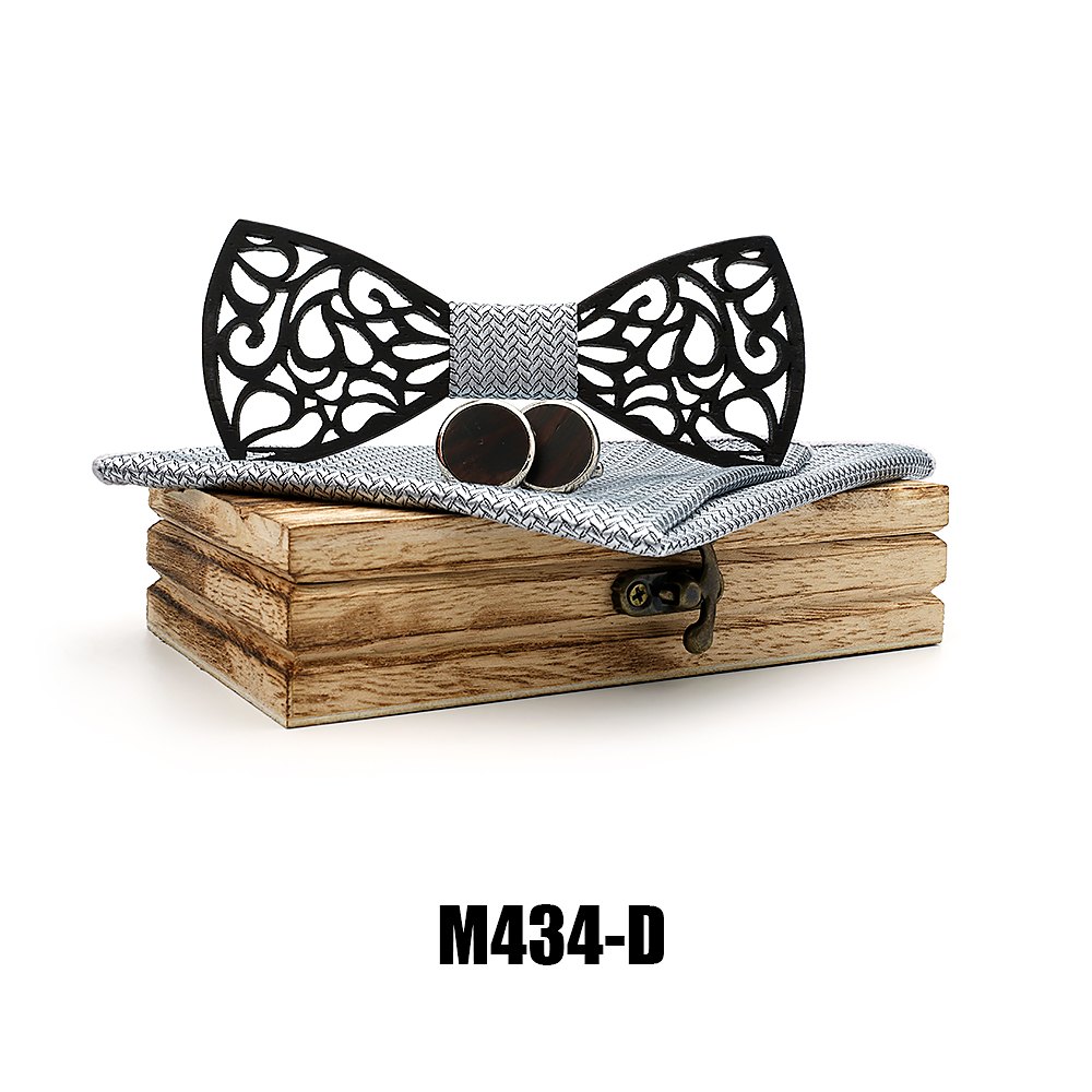 M434 M434  Filigree Cutout Bow Tie Set, Walnut — view 4