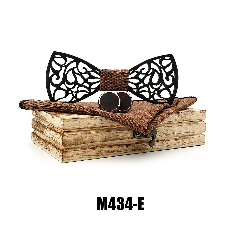 M434 M434  Filigree Cutout Bow Tie Set, Walnut — view 5