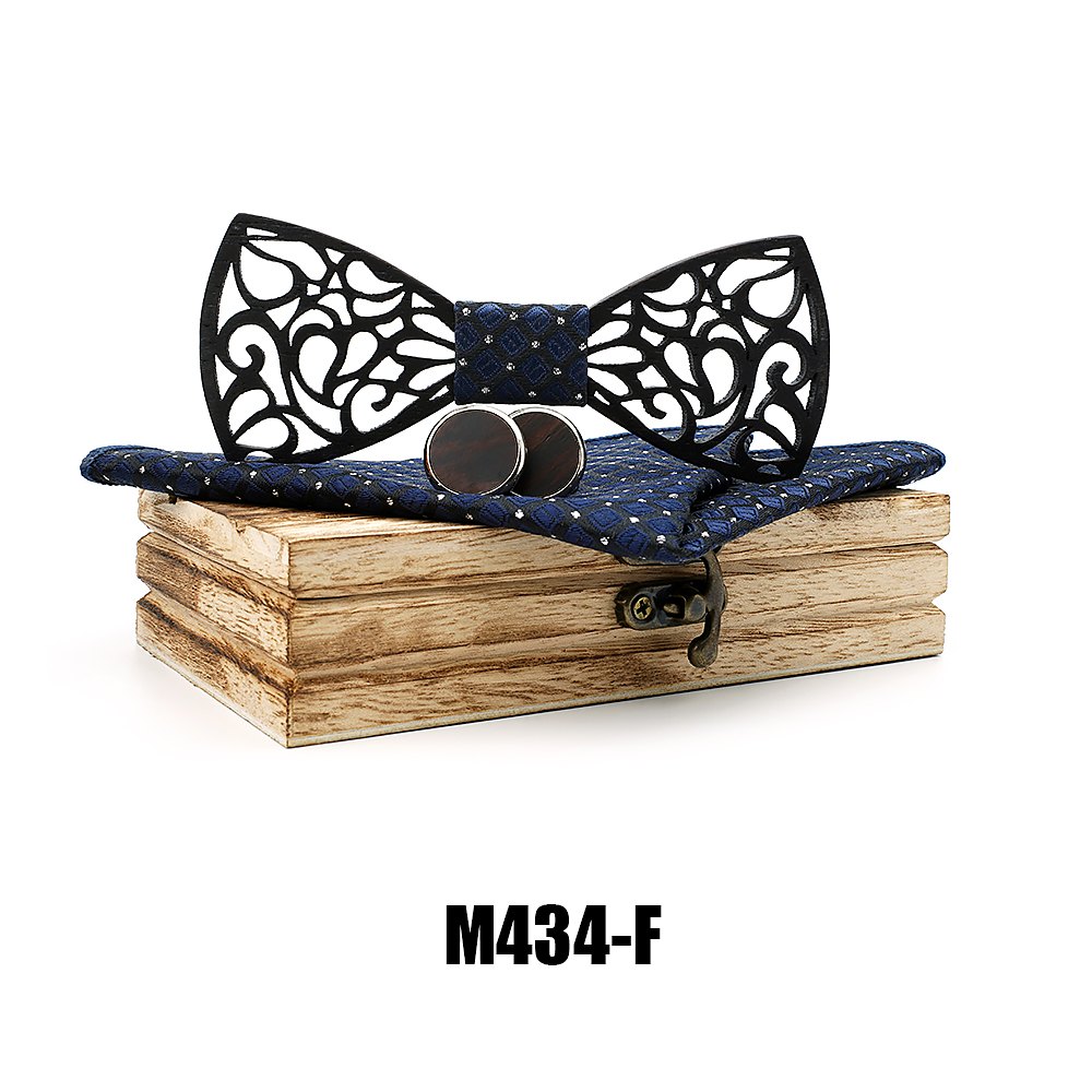 M434 M434  Filigree Cutout Bow Tie Set, Walnut — view 6