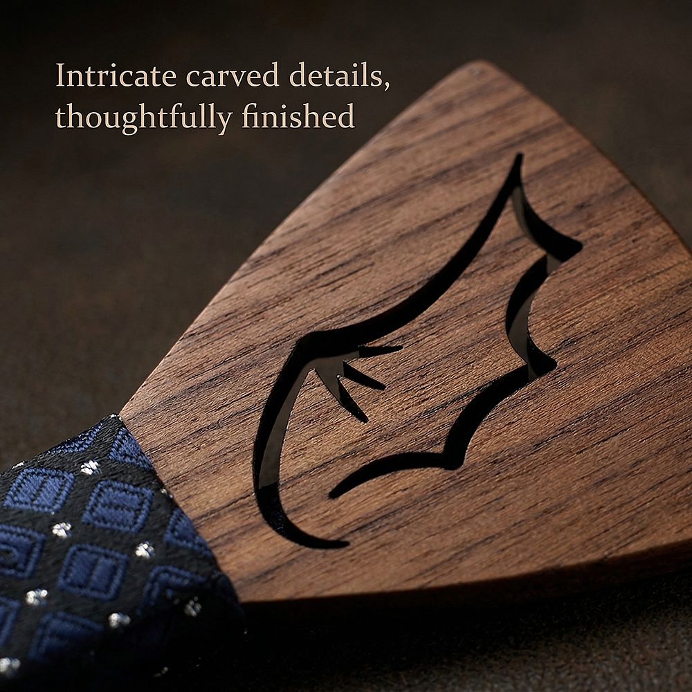 M435 M435  Bat Wing Cutout Bow Tie Set, Walnut — view 3