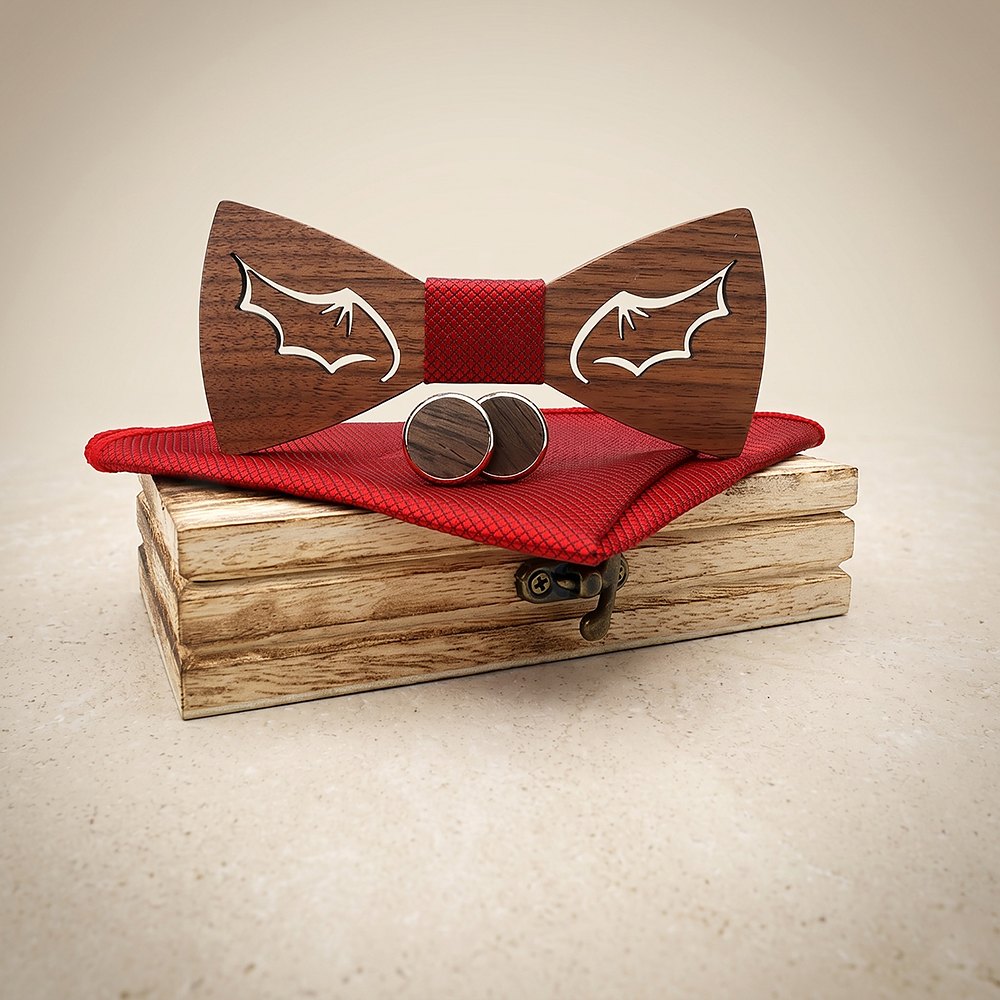 M435 M435  Bat Wing Cutout Bow Tie Set, Walnut — colour C1