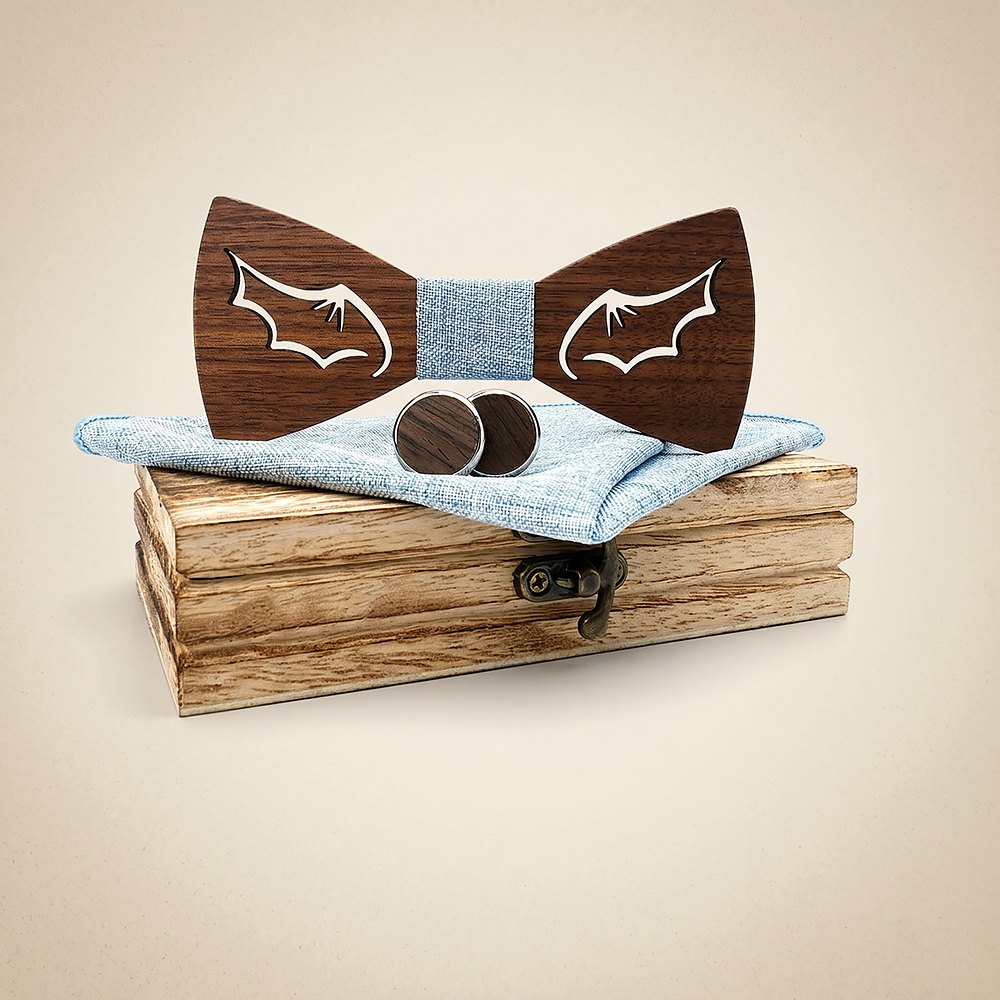 M435 M435  Bat Wing Cutout Bow Tie Set, Walnut — colour C2