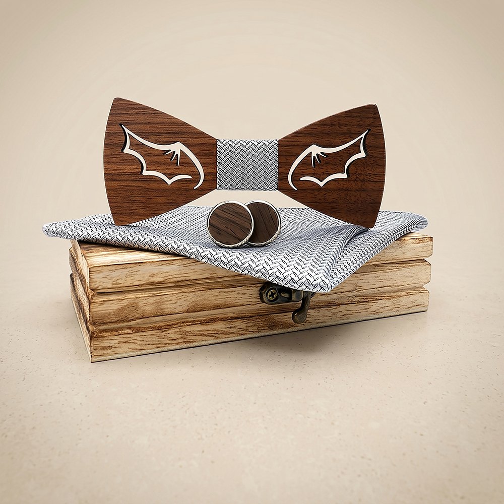 M435 M435  Bat Wing Cutout Bow Tie Set, Walnut — colour C4