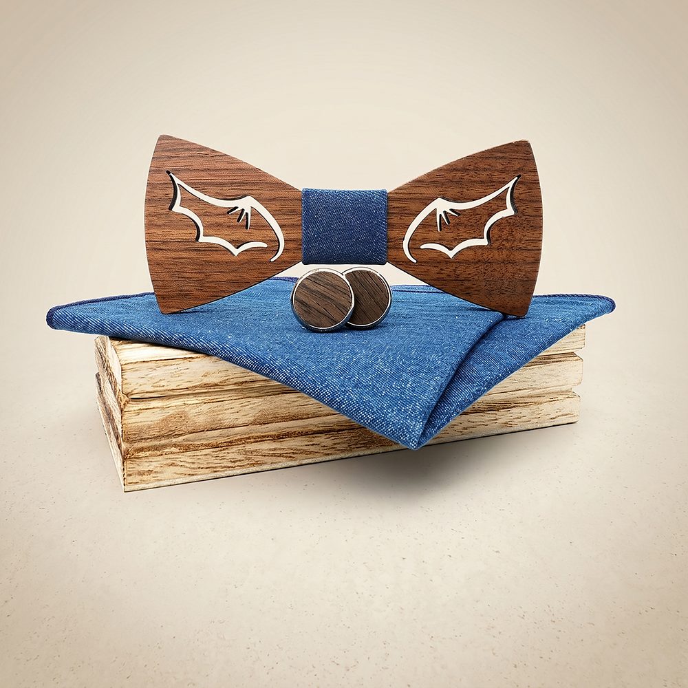 M435 M435  Bat Wing Cutout Bow Tie Set, Walnut — colour C5