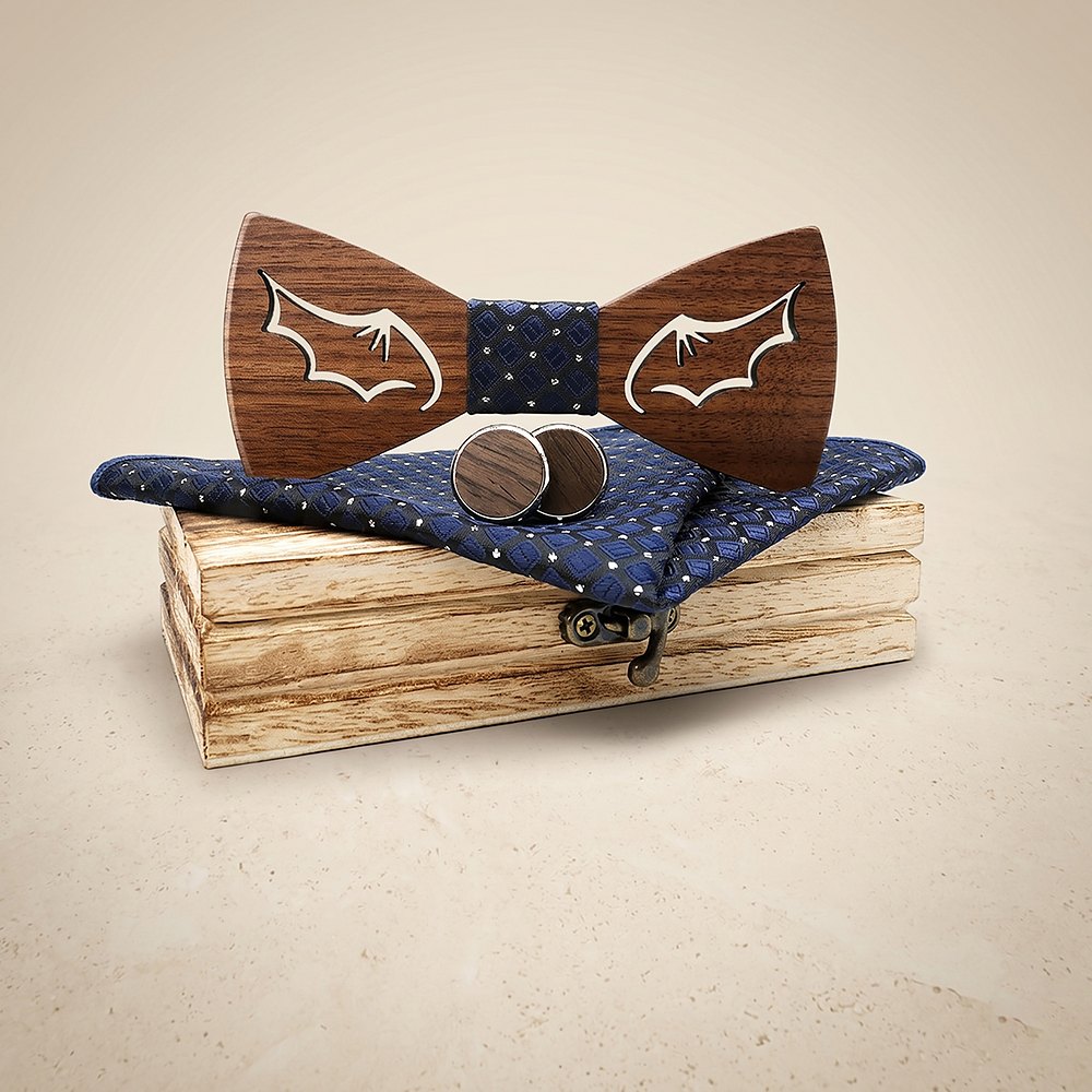M435 M435  Bat Wing Cutout Bow Tie Set, Walnut — colour C6