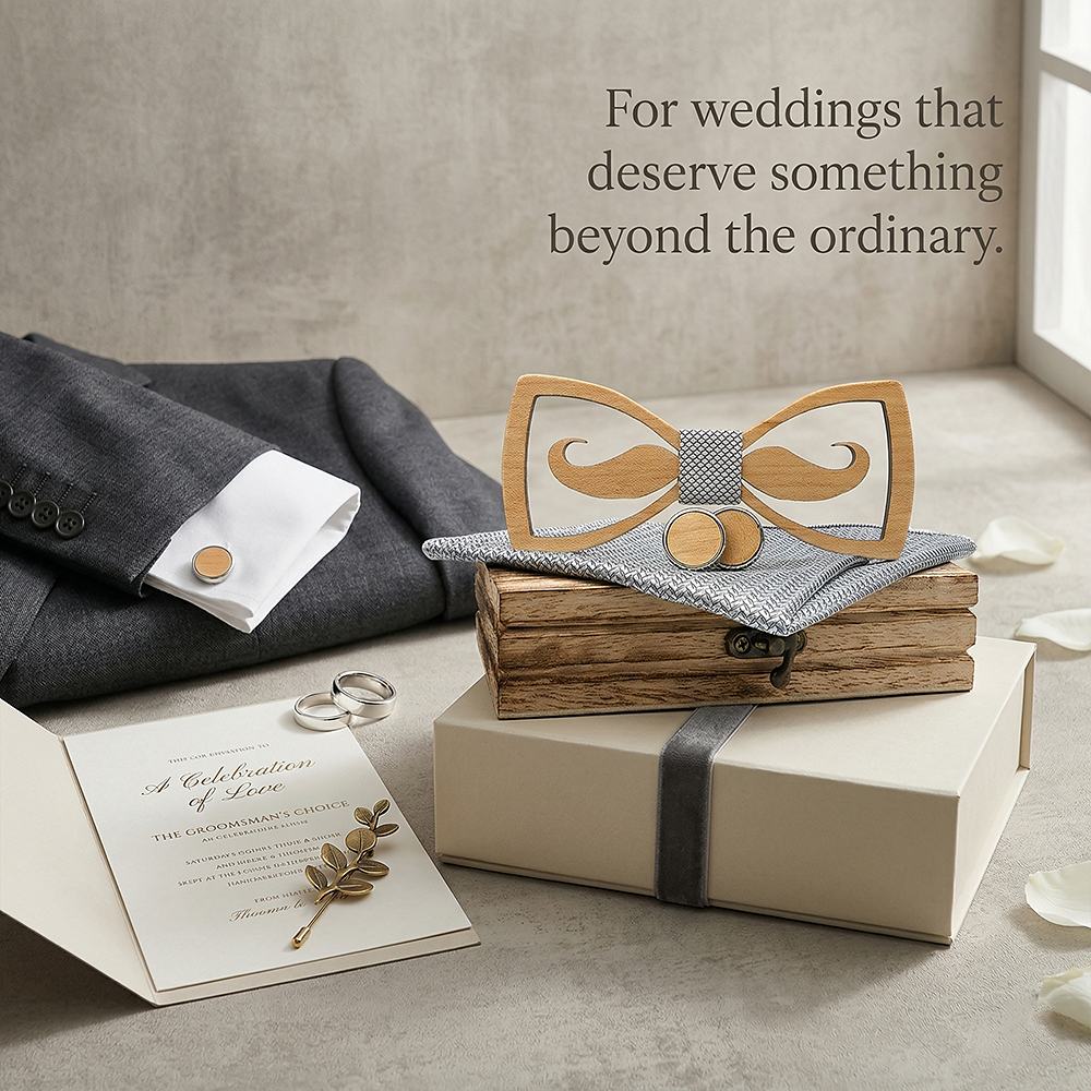 M436 M436  Mustache Cutout Bow Tie Set, Maple — view 2
