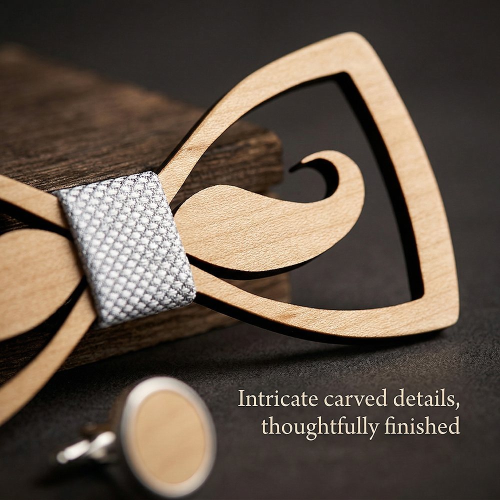 M436 M436  Mustache Cutout Bow Tie Set, Maple — view 3