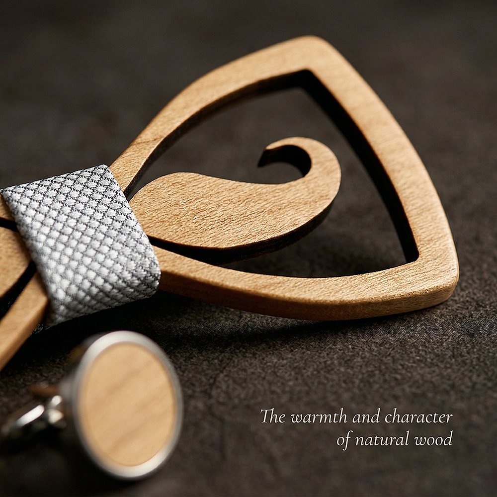 M436 M436  Mustache Cutout Bow Tie Set, Maple — view 5