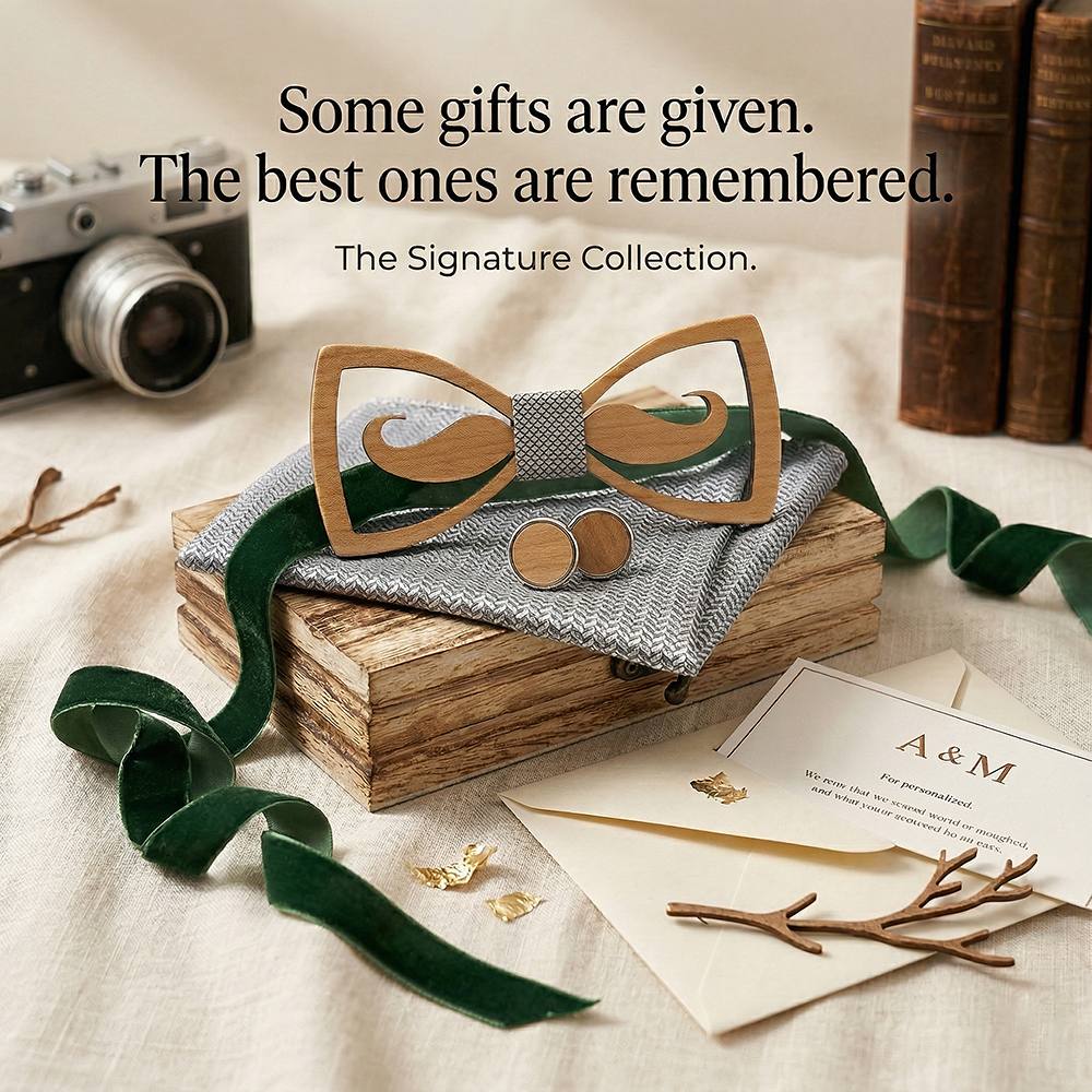 M436 M436  Mustache Cutout Bow Tie Set, Maple — view 7