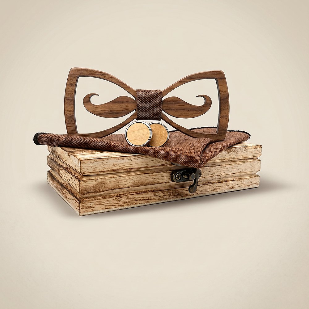 M436 M436  Mustache Cutout Bow Tie Set, Maple — colour C1