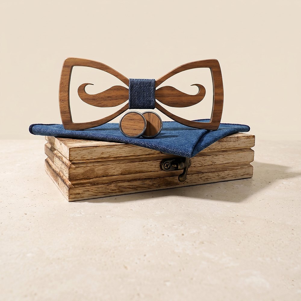 M436 M436  Mustache Cutout Bow Tie Set, Maple — colour C2