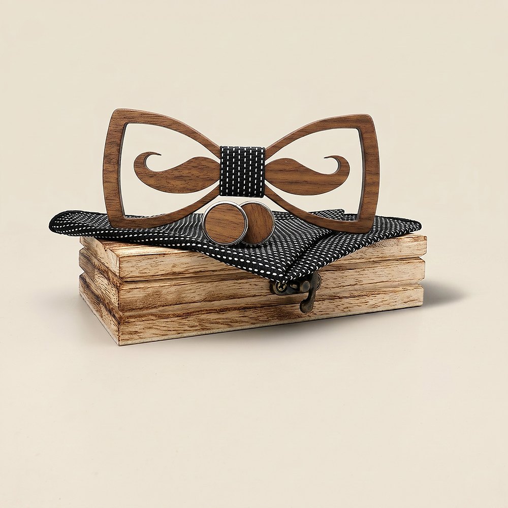 M436 M436  Mustache Cutout Bow Tie Set, Maple — colour C5