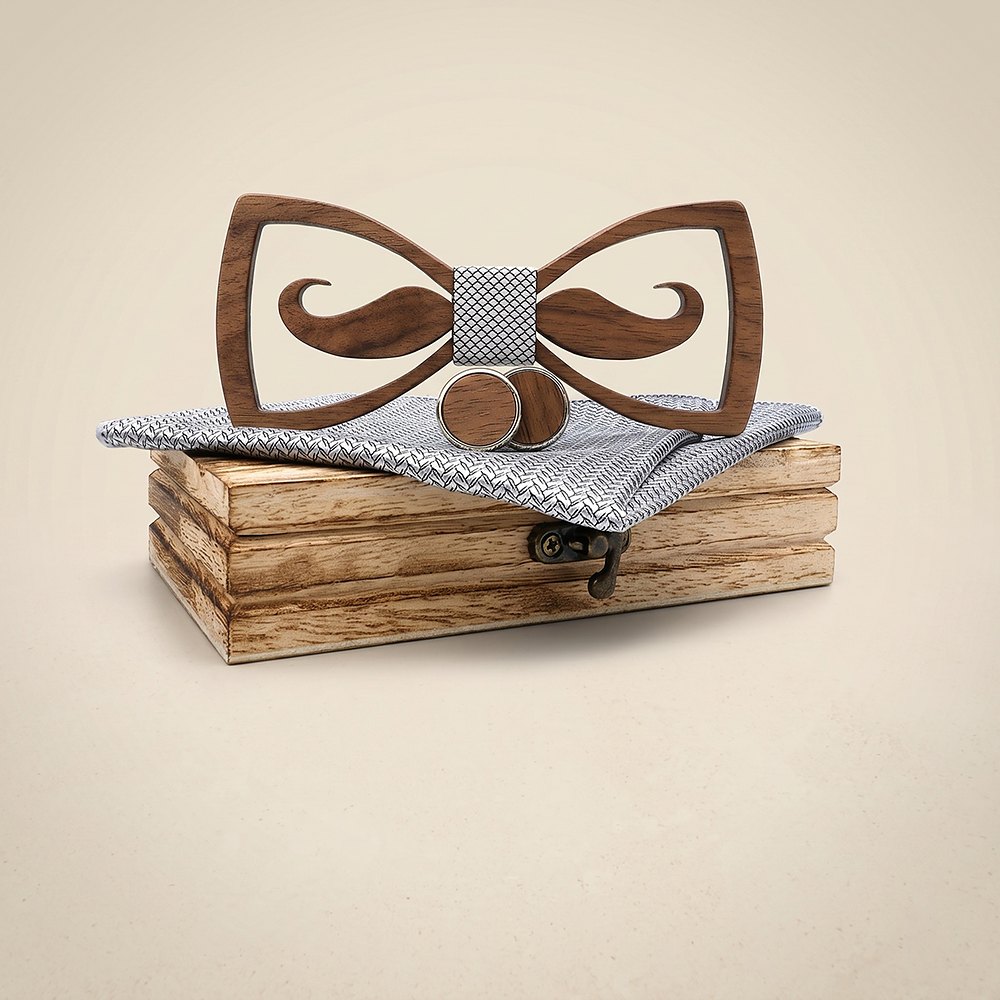 M436 M436  Mustache Cutout Bow Tie Set, Maple — colour C6